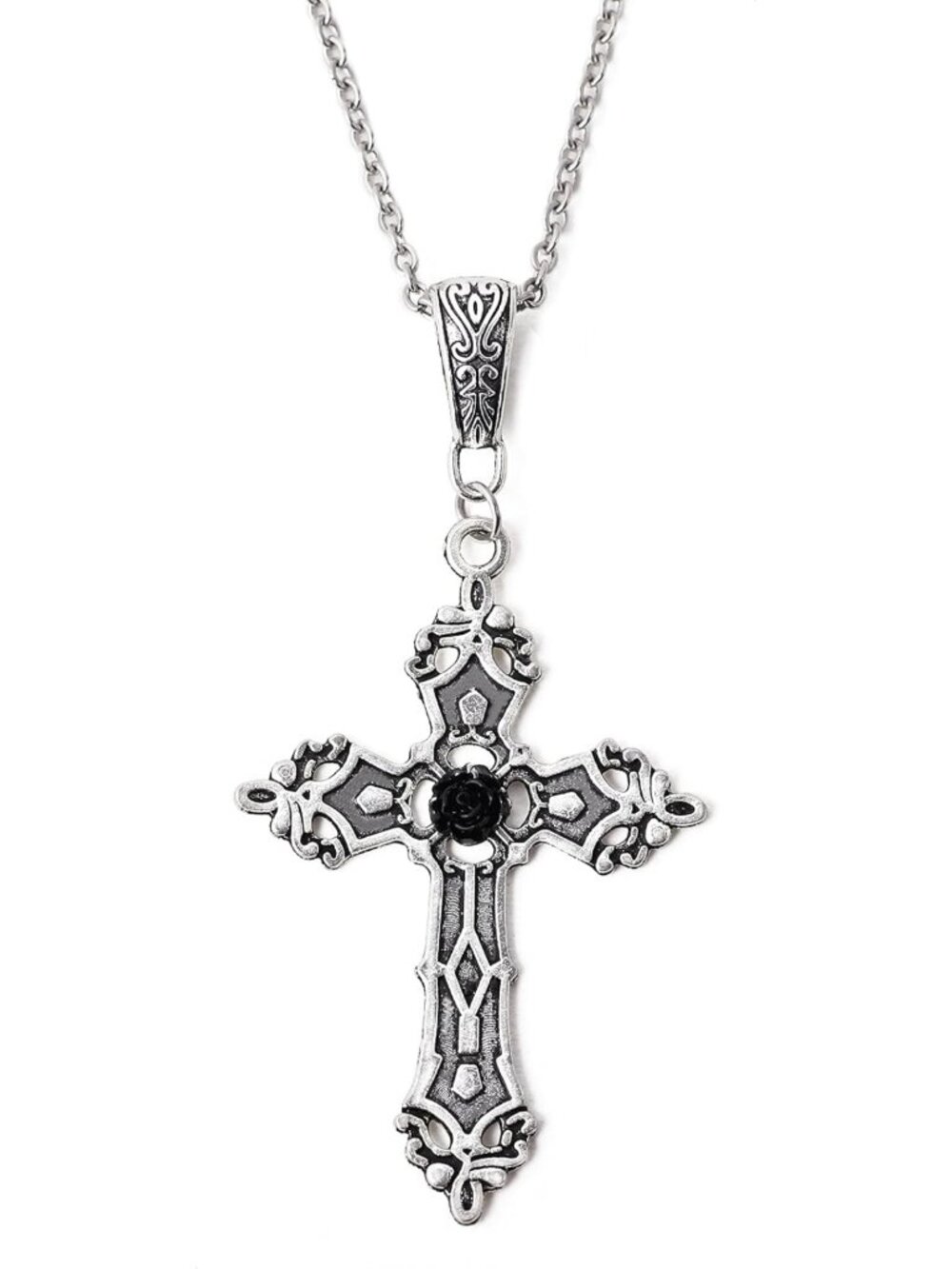 Gothic Cross Necklace, Emo Punk Grunge Y2K Jewelry, Statement Goth Accessory